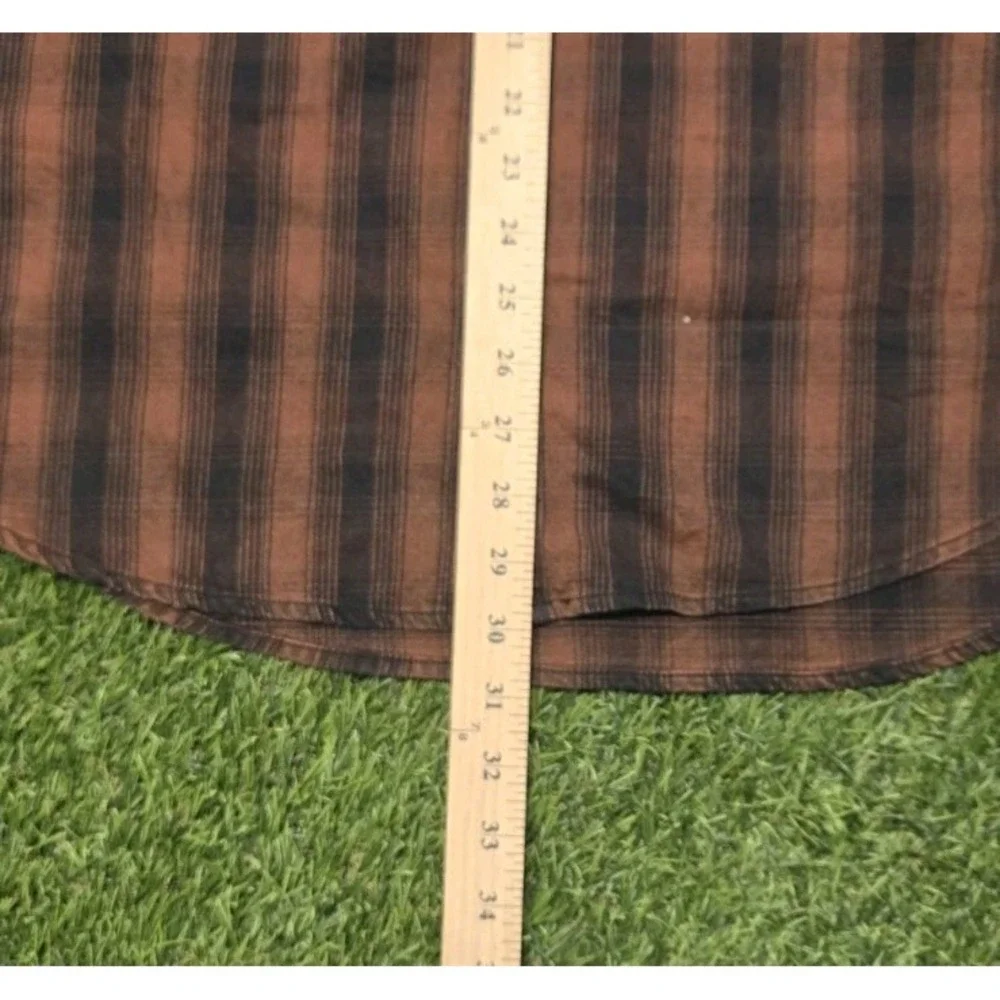 Harley-Davidson Men's Plaid Button-Up Shirt Brown Short Sleeve Embroidered Back